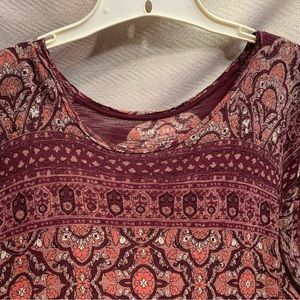 Lucky Brand Exotic Red Pattern, Short Sleeve, Shirt
